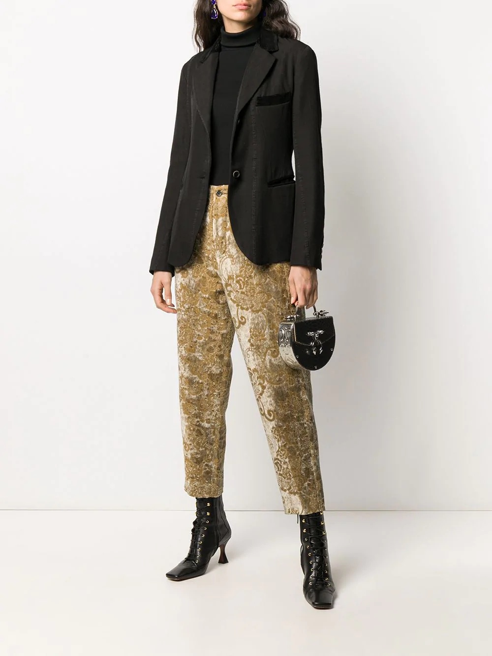 velvet jacquard trousers - 2