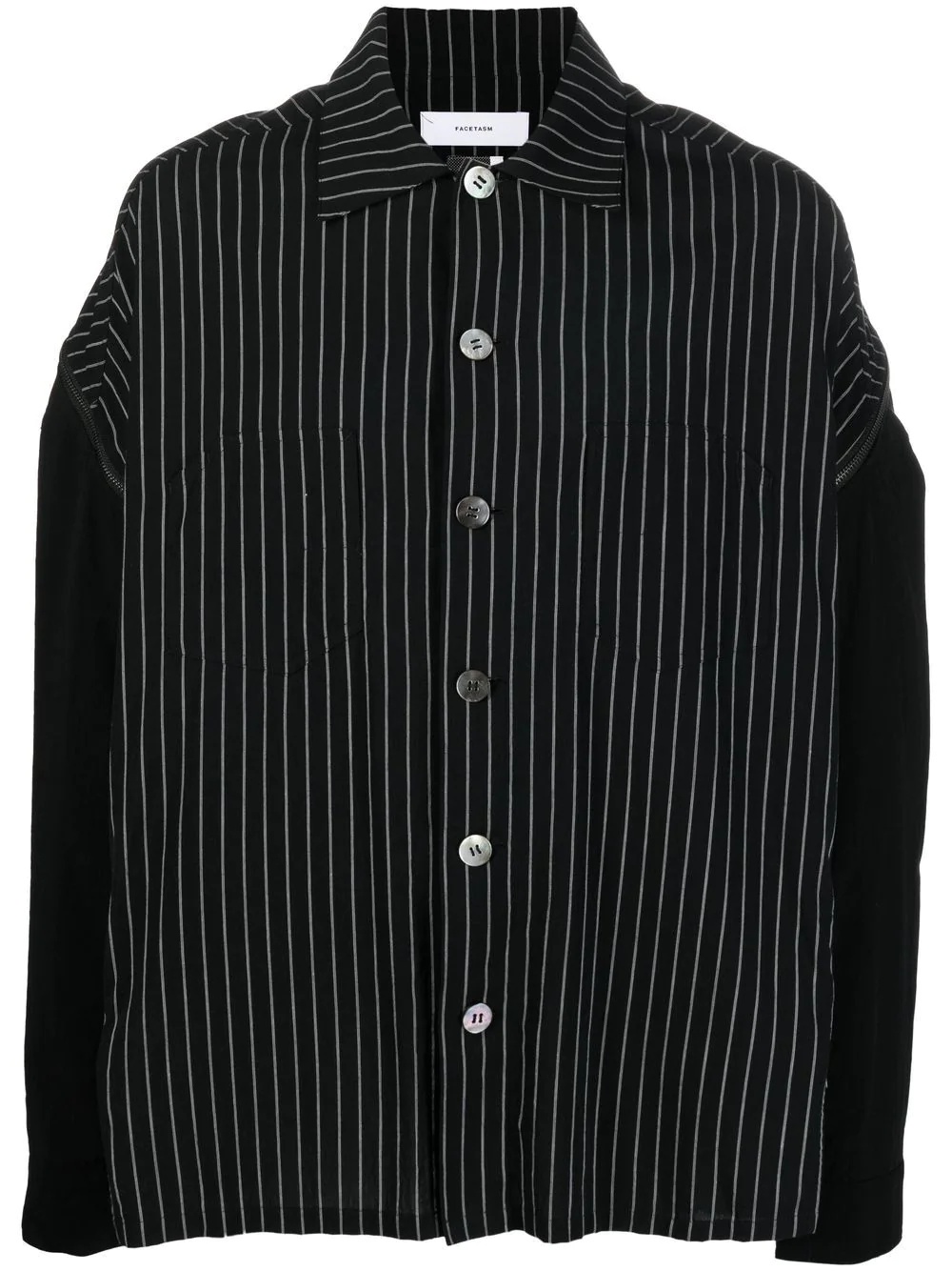 zip-sleeve striped shirt - 1