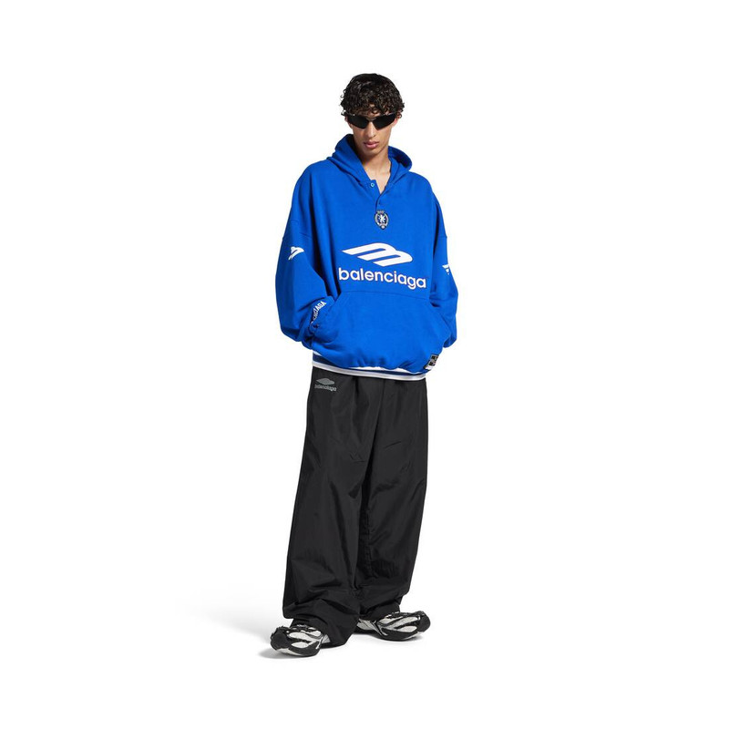 BALENCIAGA Men's 3b Football Polo Hoodie in Royal Blue/white outlook