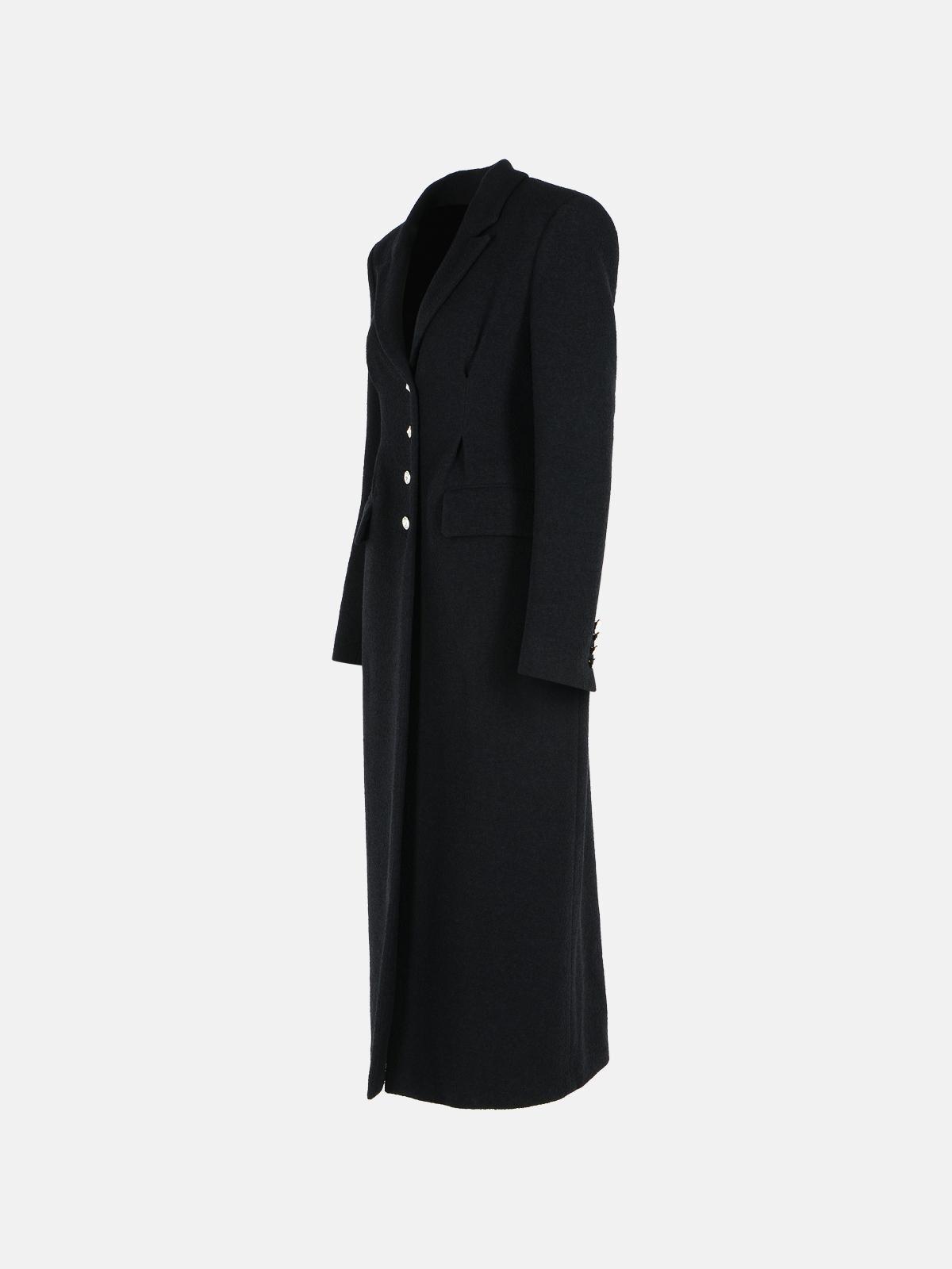 BLACK VIRGIN WOOL BLEND COAT - 2