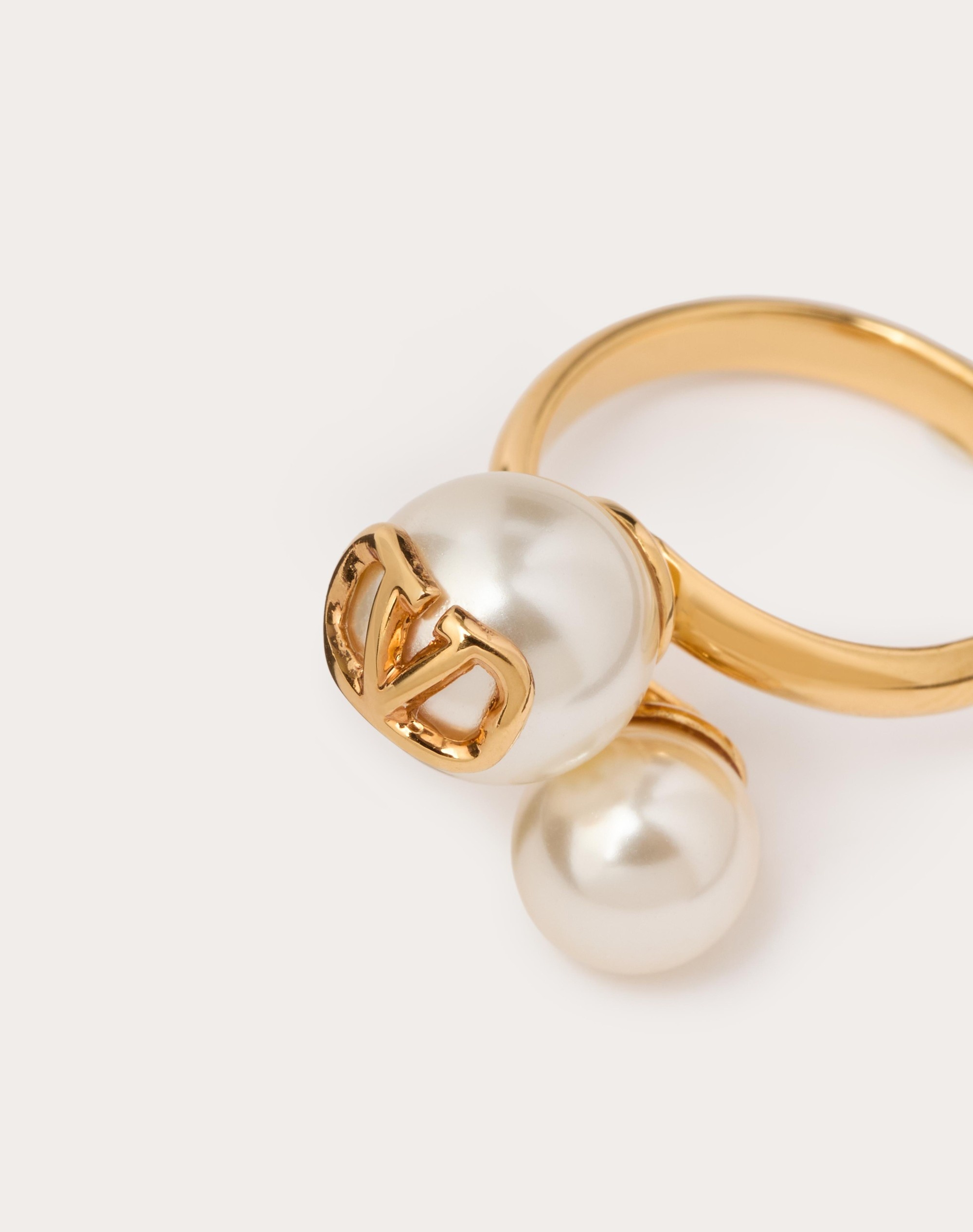 VLOGO SIGNATURE METAL AND PEARL RING - 2