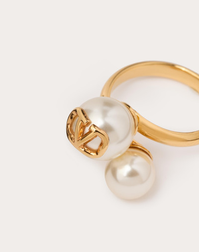 Valentino VLOGO SIGNATURE METAL AND PEARL RING outlook