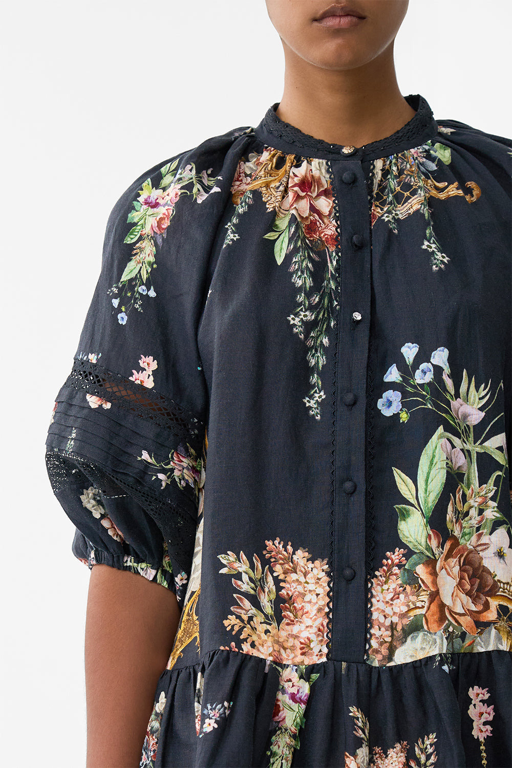 PUFF SLEEVE SHIRT DRESS - 6