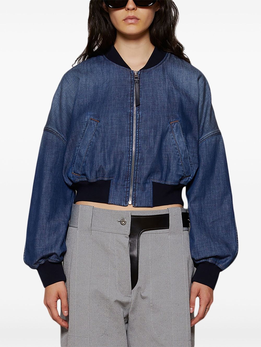 washed denim bomber jacket - 3