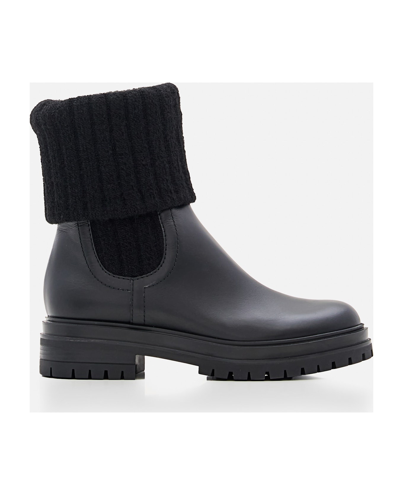 Calf And Knit Ankle Boots - 4