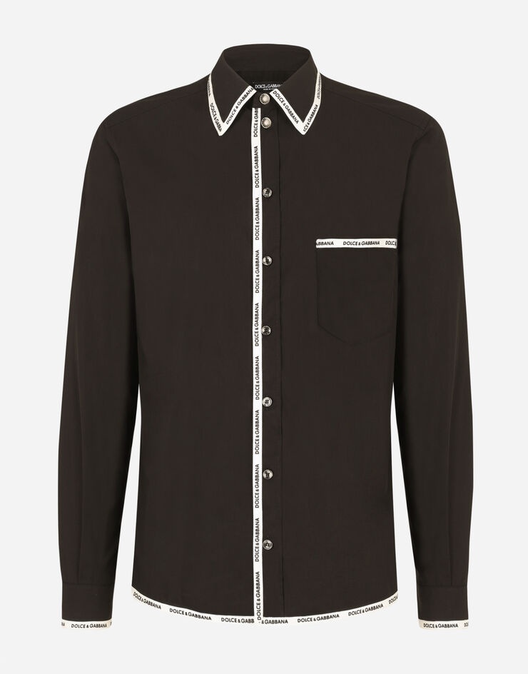 Cotton shirt with branded piping - 3