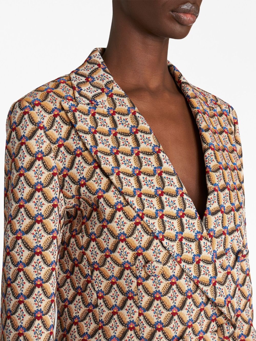 floral-jacquard double-breasted blazer - 4