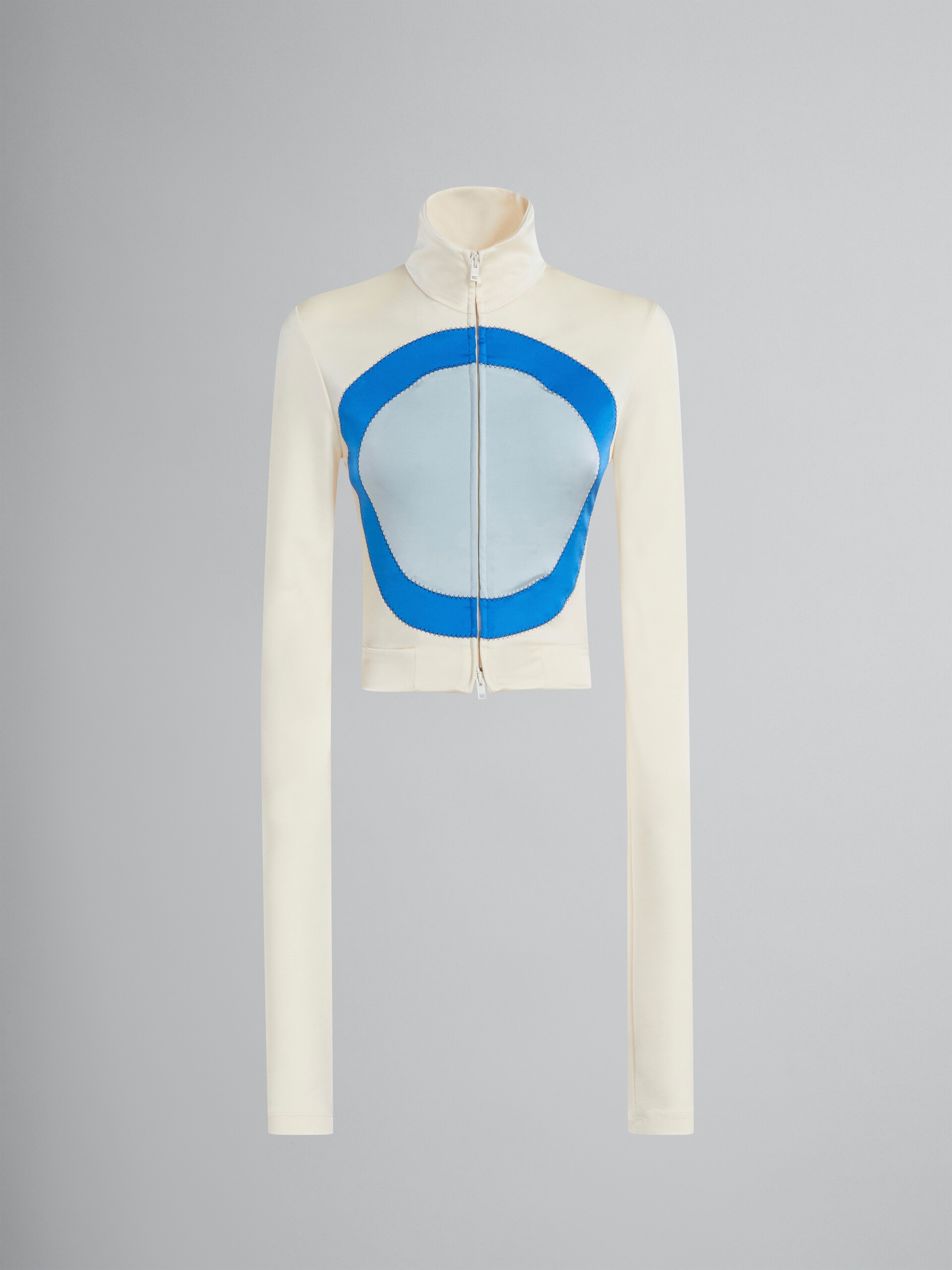 WHITE JERSEY JACKET WITH CIRCLE INLAYS - 1