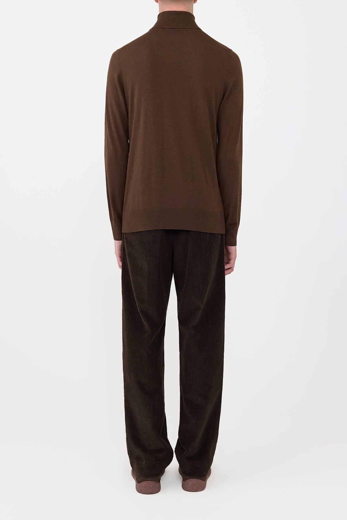 Jermaine Knit Turtleneck in Chocolate Merino Wool - 4