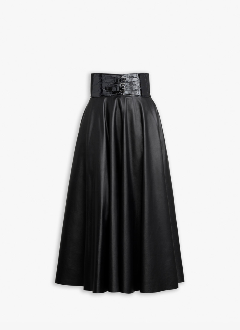 BELTED LAMBSKIN SKIRT - 1