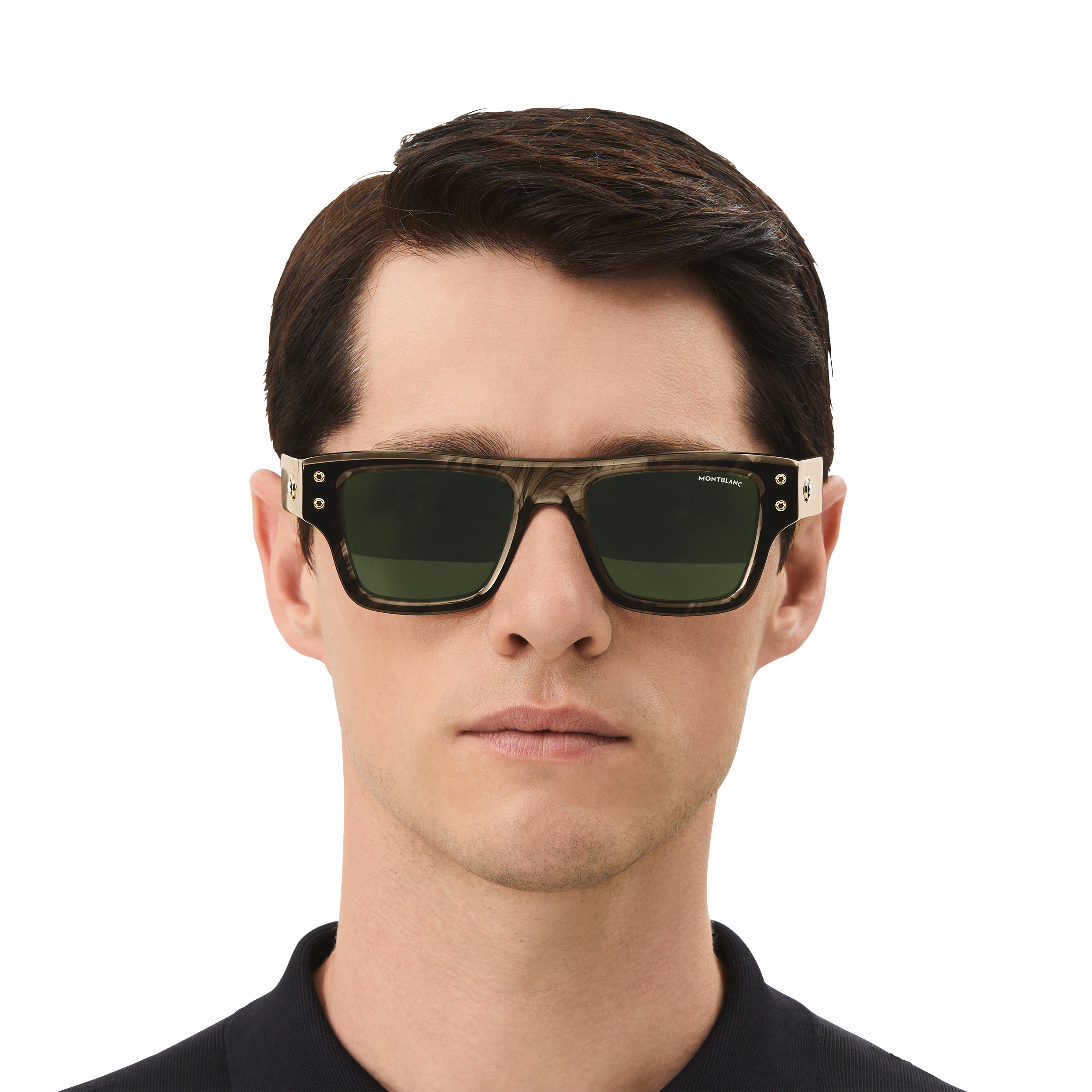 Rectangular Sunglasses with Melange Colored Acetate Frame - 5