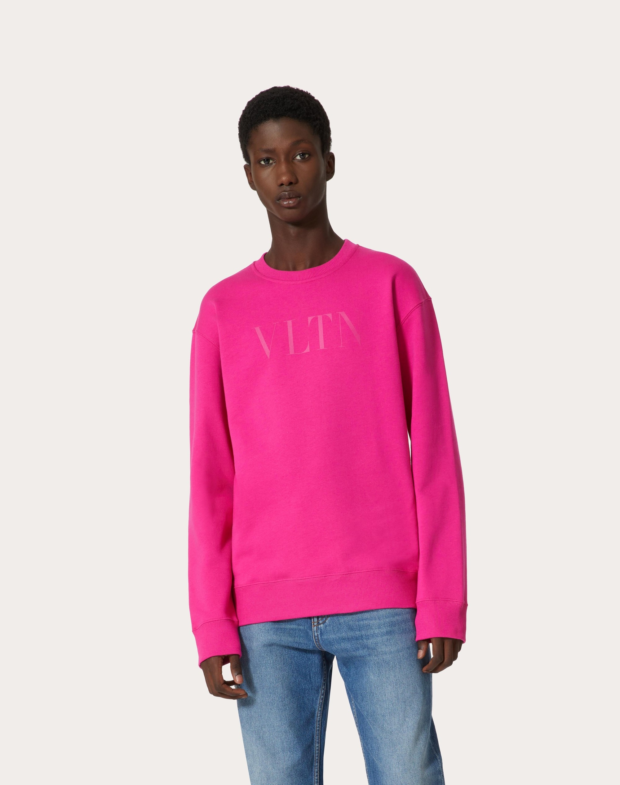 COTTON CREWNECK SWEATSHIRT WITH VLTN PRINT - 3