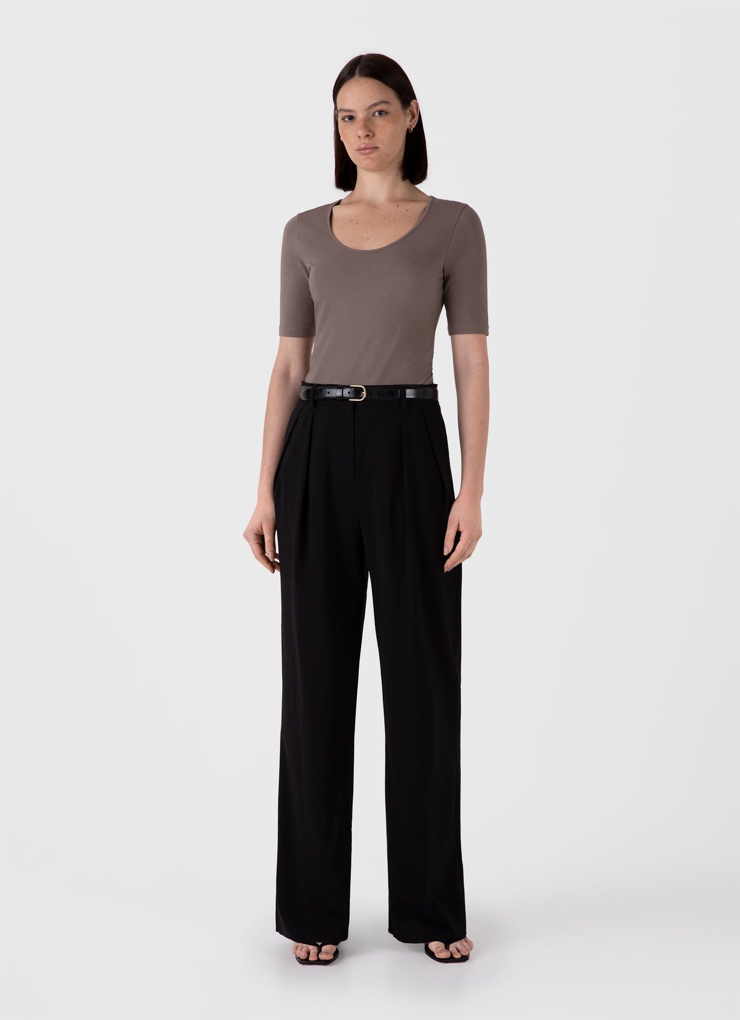 Stretch Cotton Scoop Top - 2