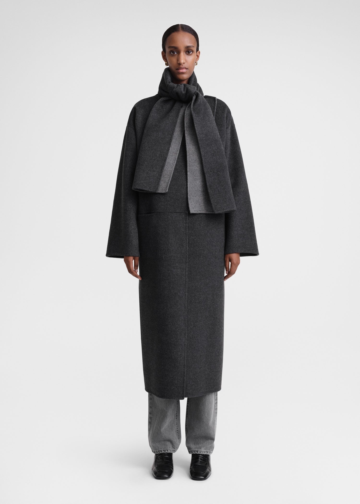 Two-tone long doublé scarf dark grey mélange - 3