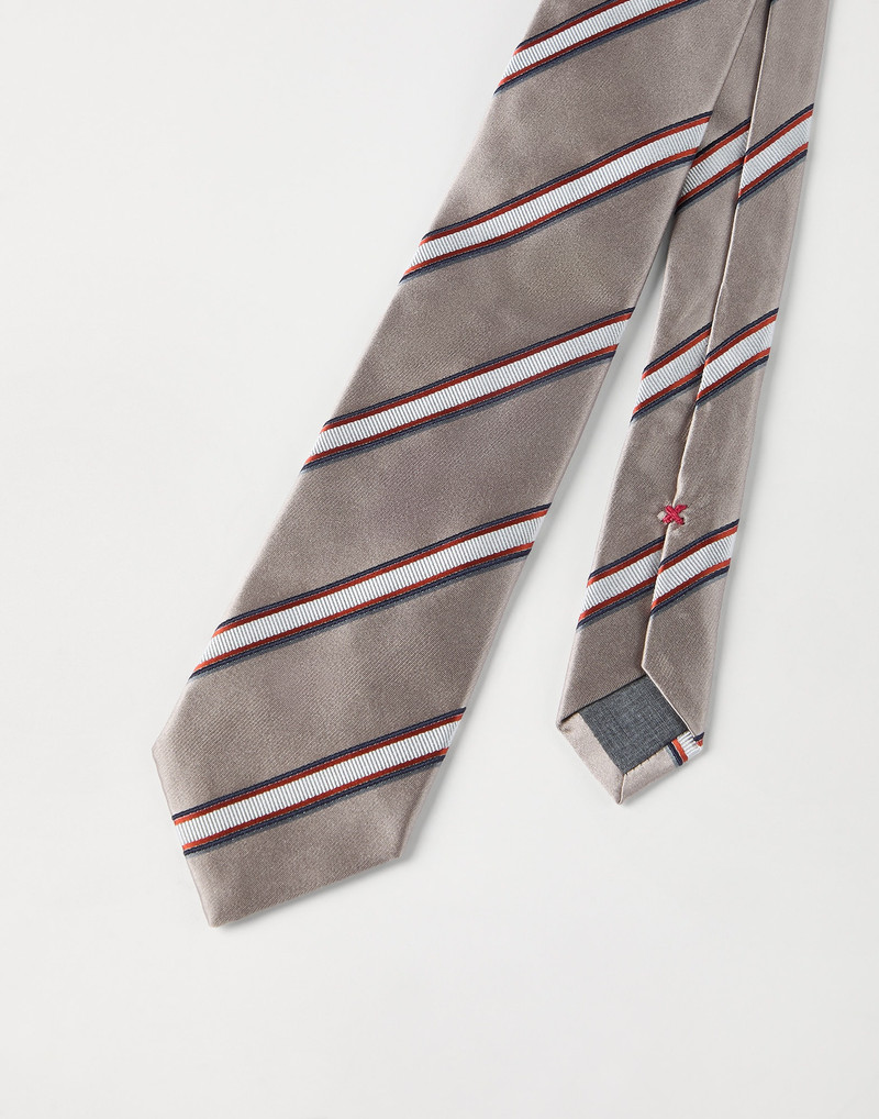 Brunello Cucinelli Regimental stripe silk and cotton tie outlook