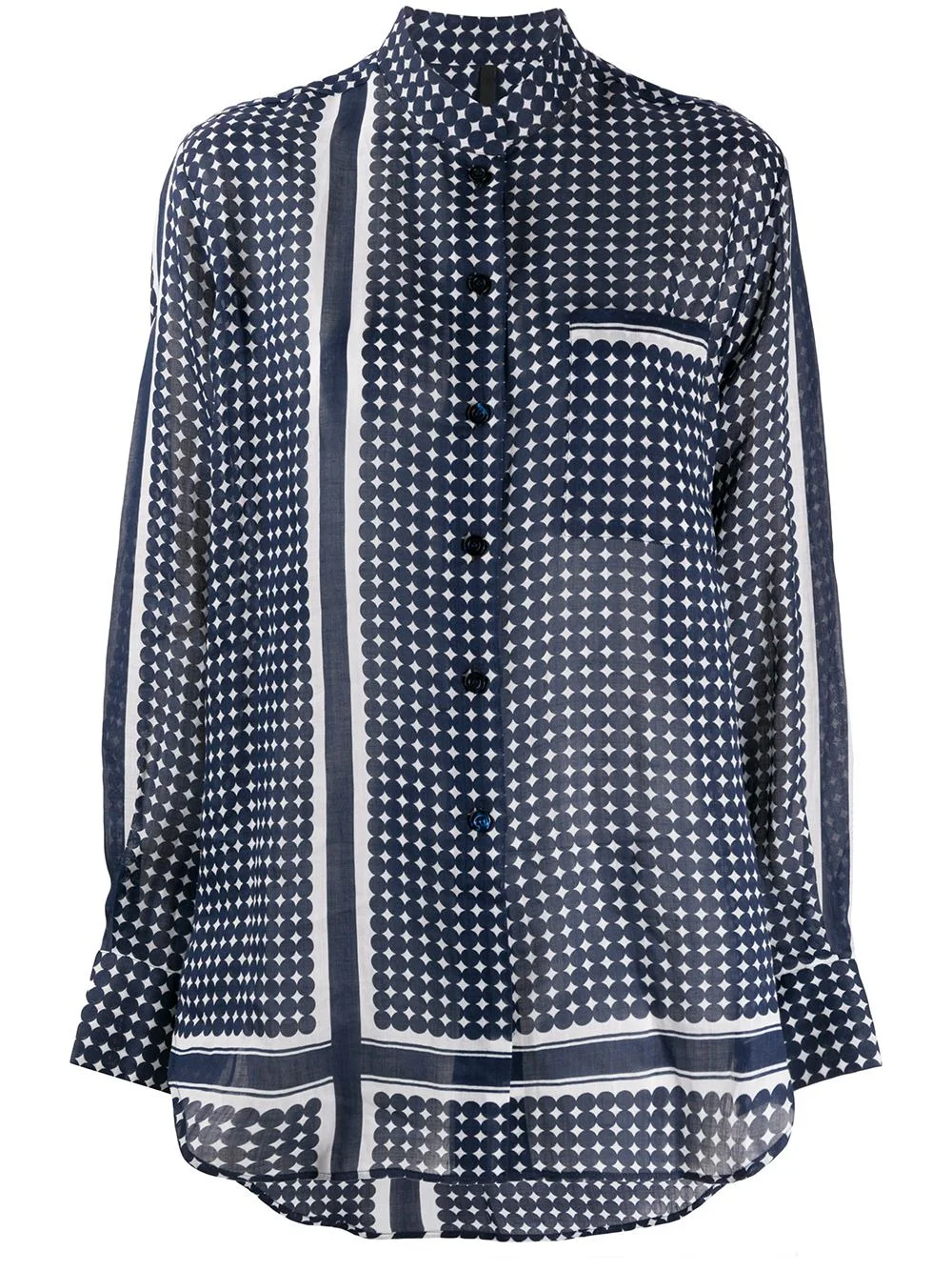 geometric-print long-sleeved shirt - 1