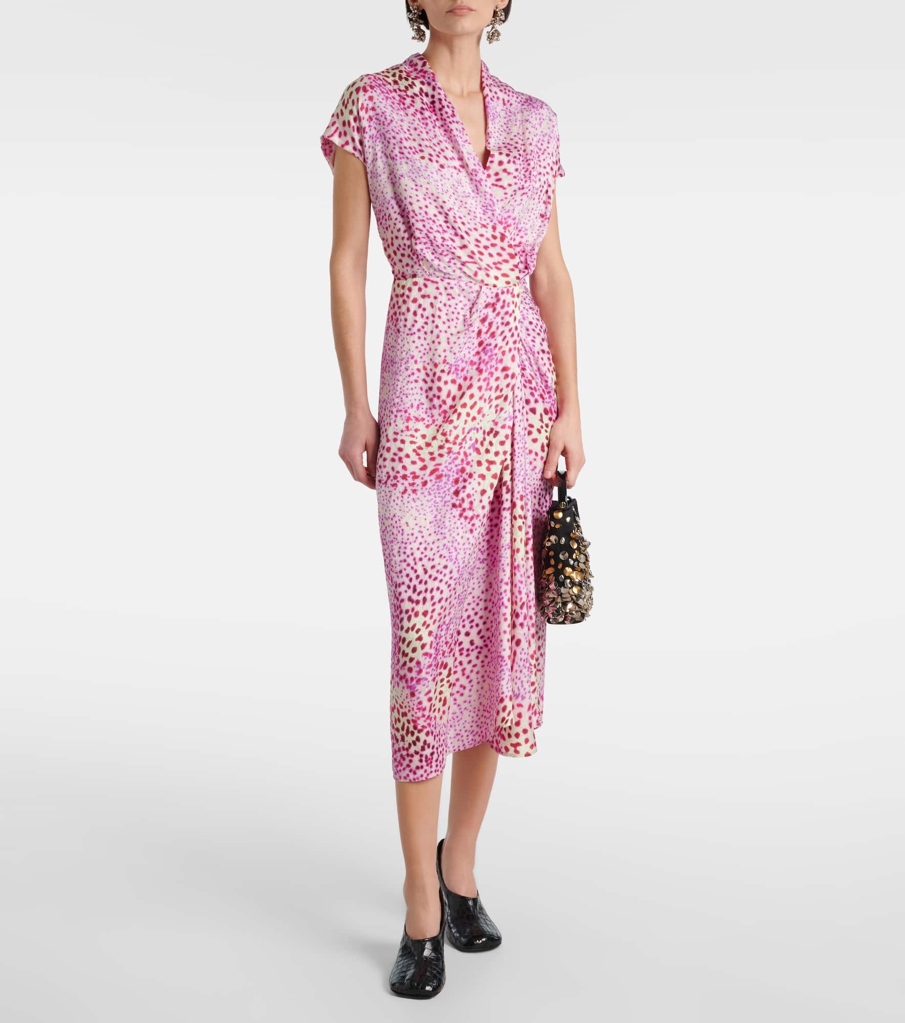 Printed satin midi dress - 2