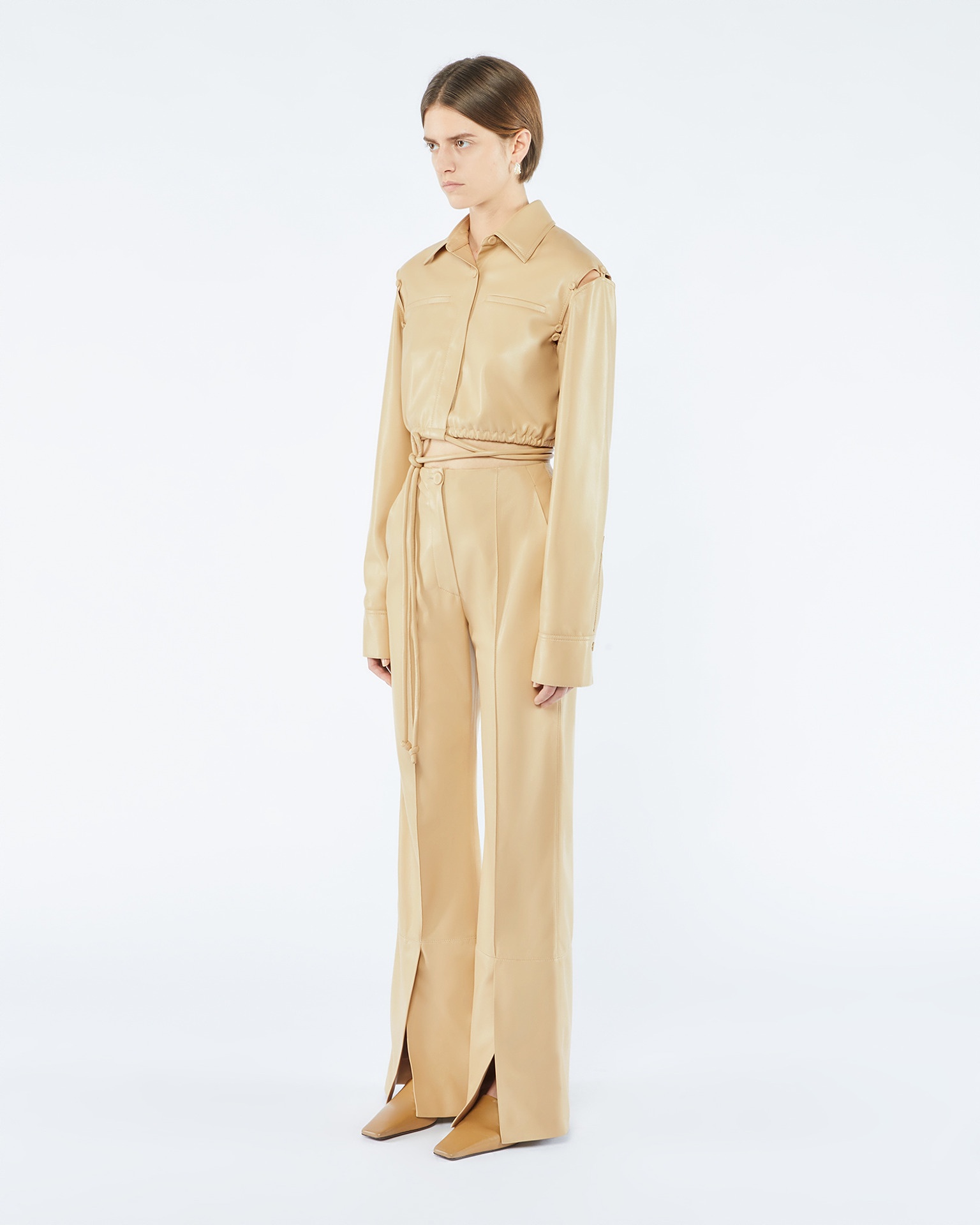 EVI - OKOBOR™ alt-leather pants - Almond - 4