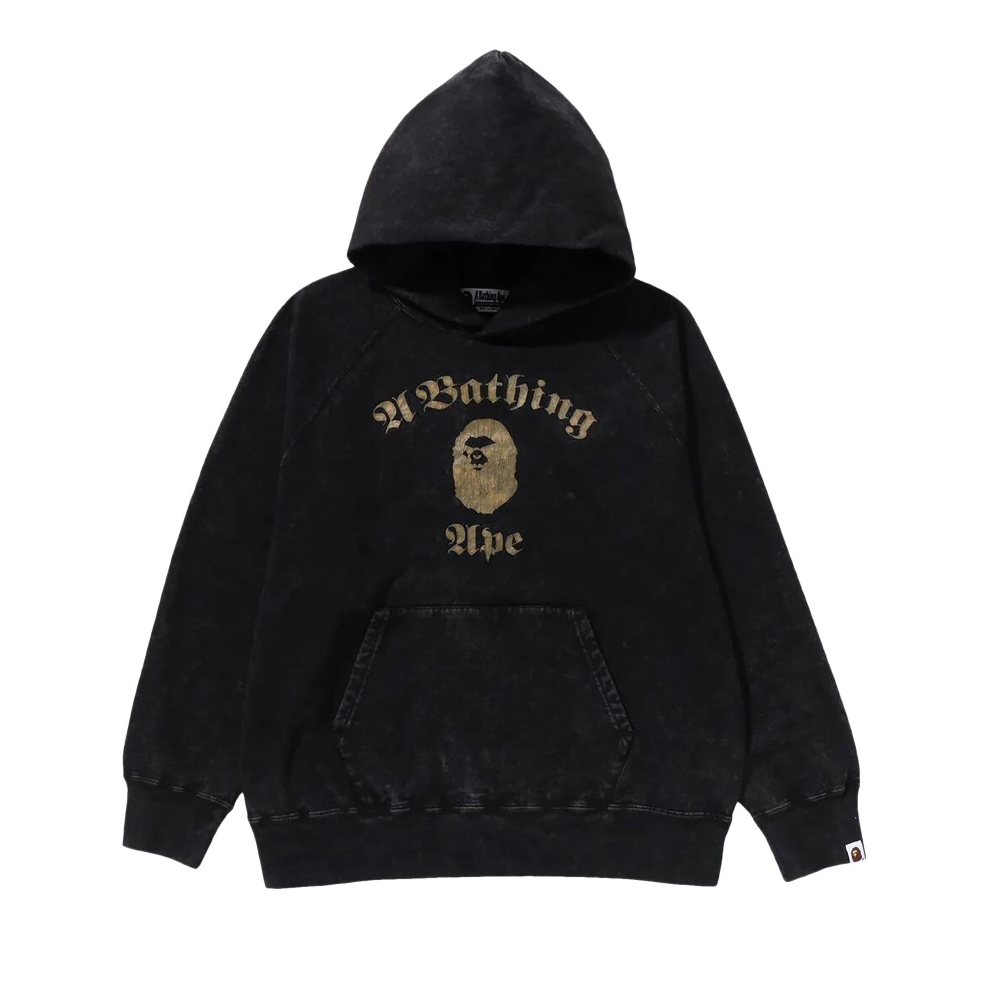BAPE A Bathing Ape Overdye Pullover Relaxed Fit Hoodie 'Black' - 1