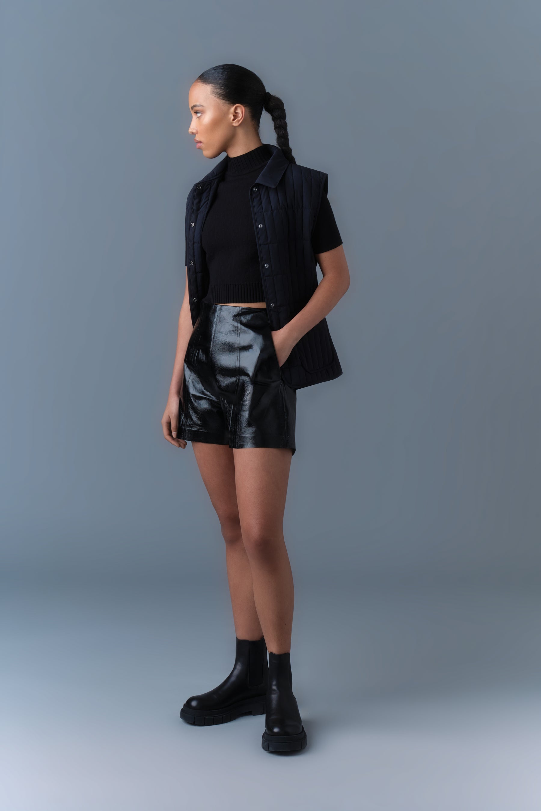 DAVA Panelled Leather Shorts - 2