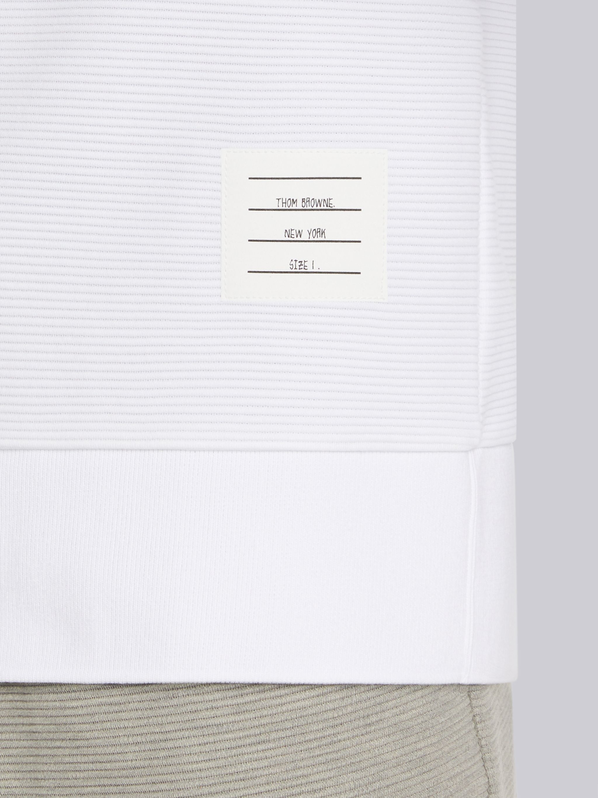 Light Grey Cotton Ottoman Rib 4-Bar Saddle Short Sleeve Sweatshirt - 6