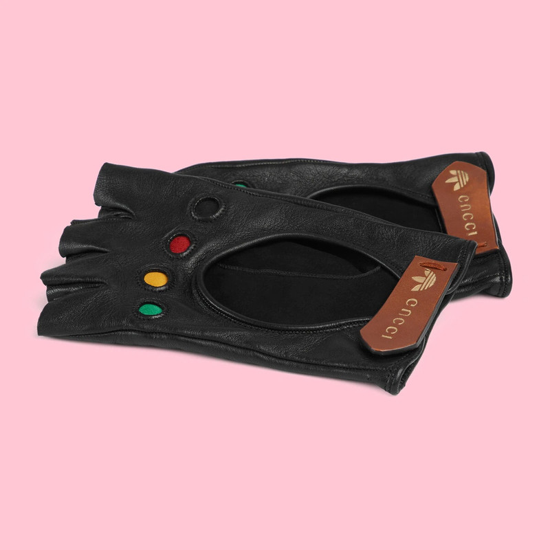 GUCCI adidas x Gucci fingerless leather gloves outlook