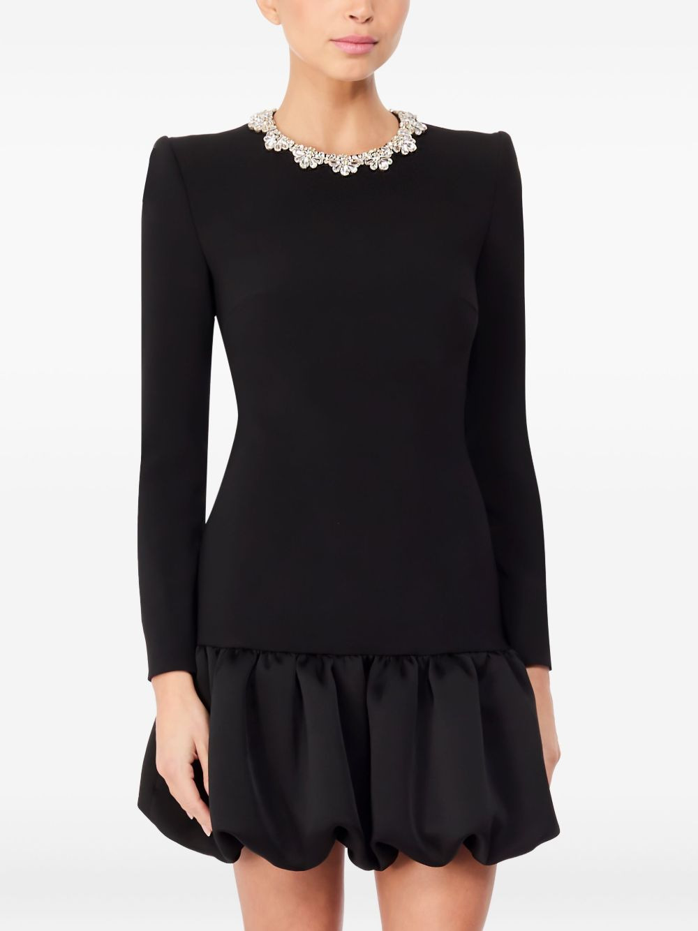 Puff embellished-neck mini dress - 2