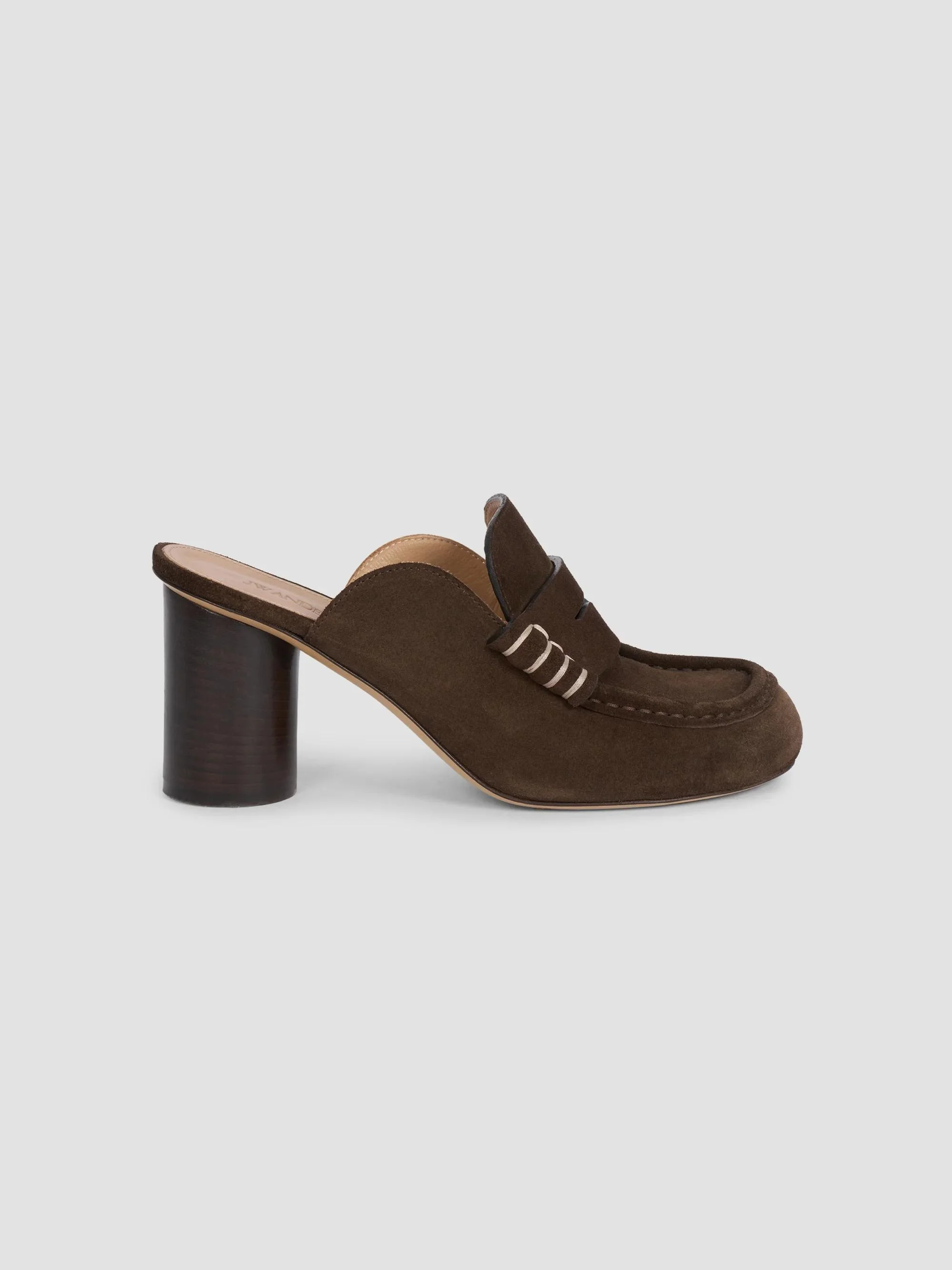 Women's 75MM Suede Penny Loafer-Style Mules - Brown - 1