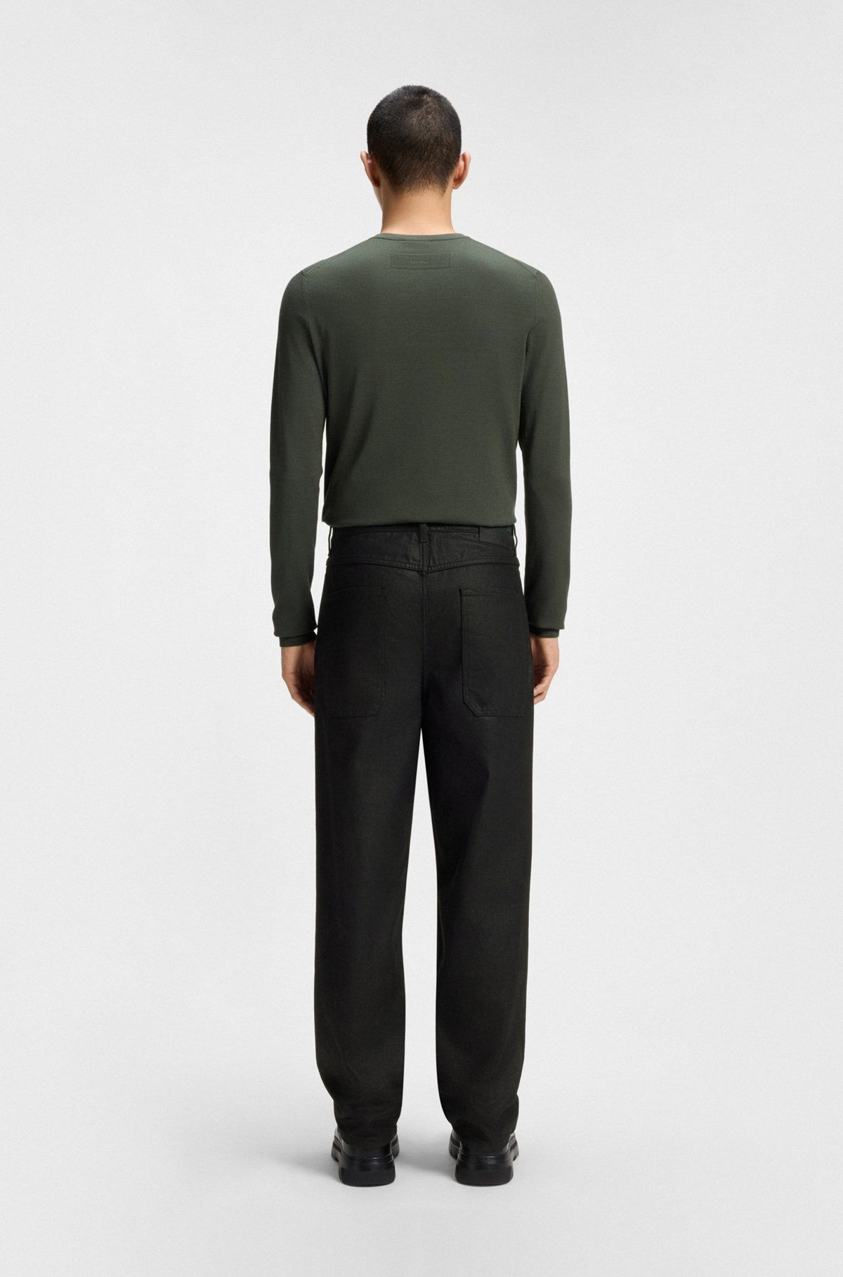 RELAXED-FIT JEANS IN BLACK WAXED DENIM - 4