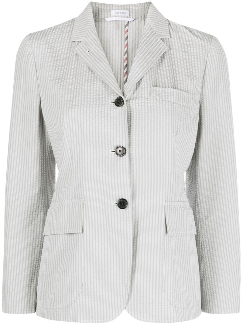 striped seersucker single-breasted blazer 1