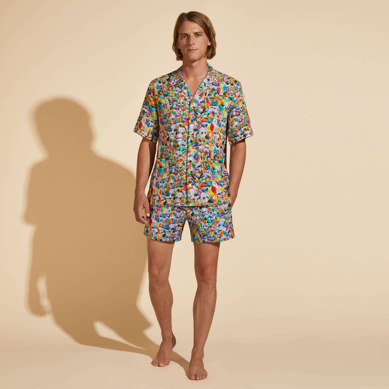 Vilebrequin Men Linen Bowling Shirt Animals - Vilebrequin x Okuda San Miguel outlook