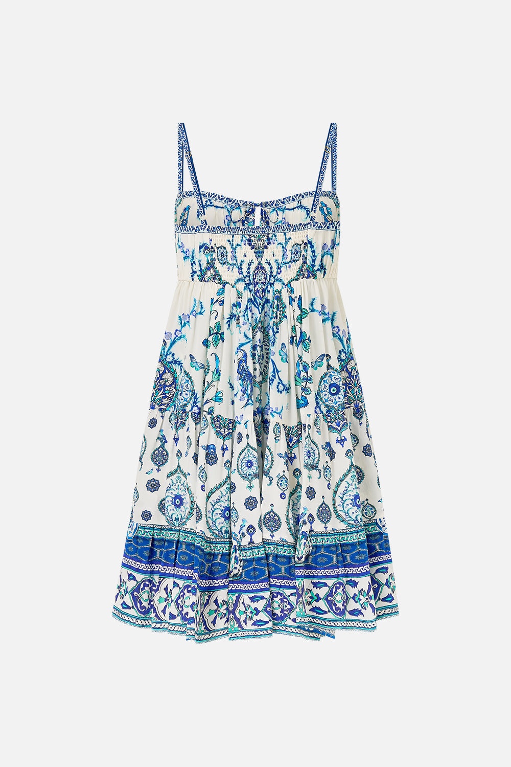 GATHERED BUST TIERED MINI DRESS - 8