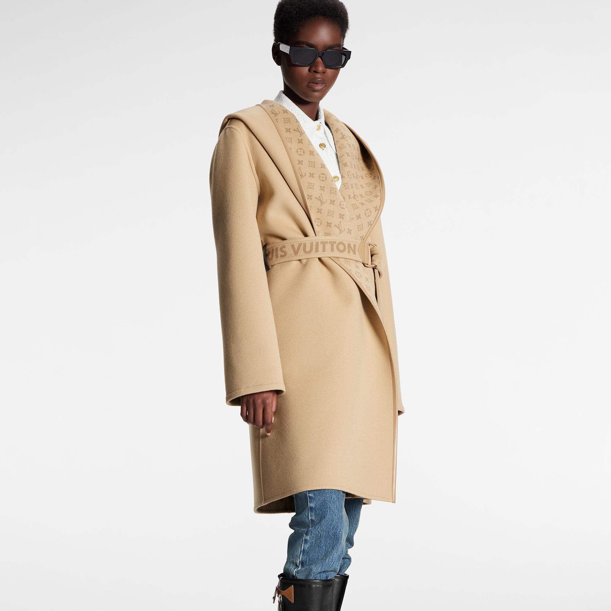 Signature Double Face Hooded Wrap Coat - 5