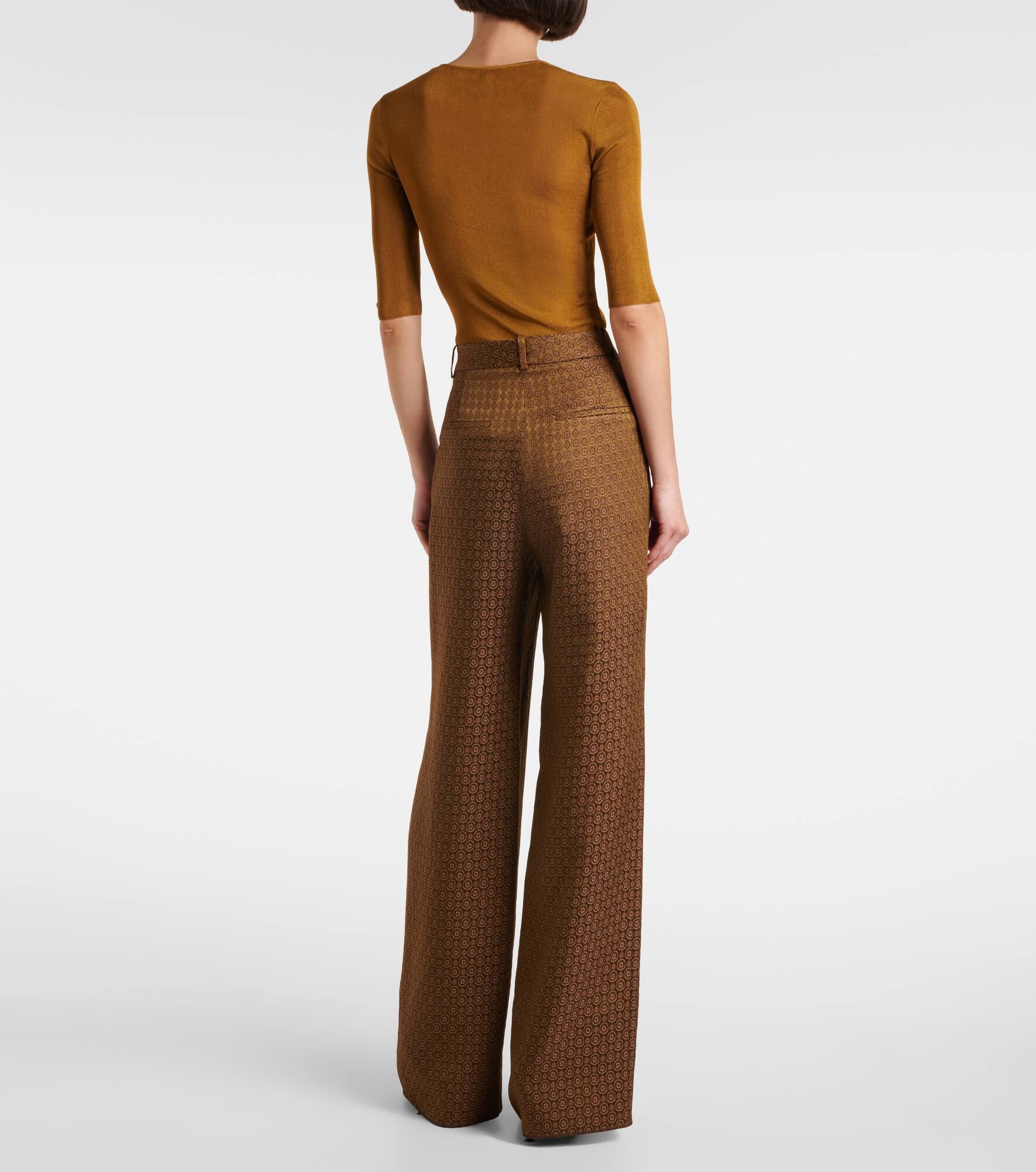 High-rise jacquard wide-leg pants - 3