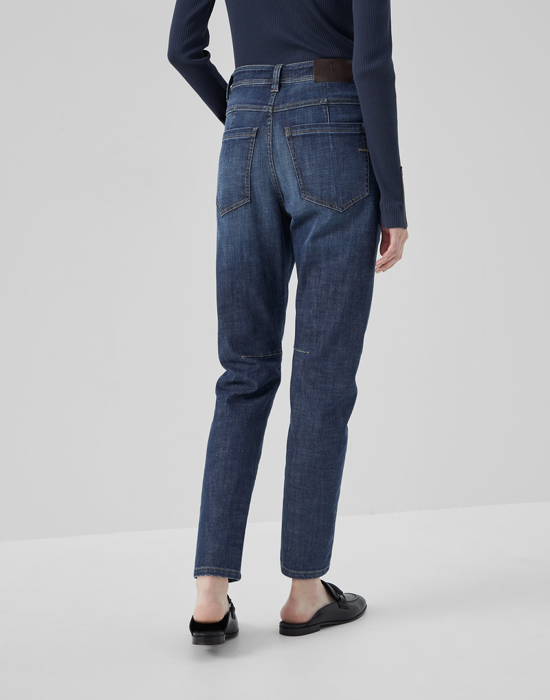 Brunello Cucinelli Comfort denim slim tapered trousers with shiny bartack outlook