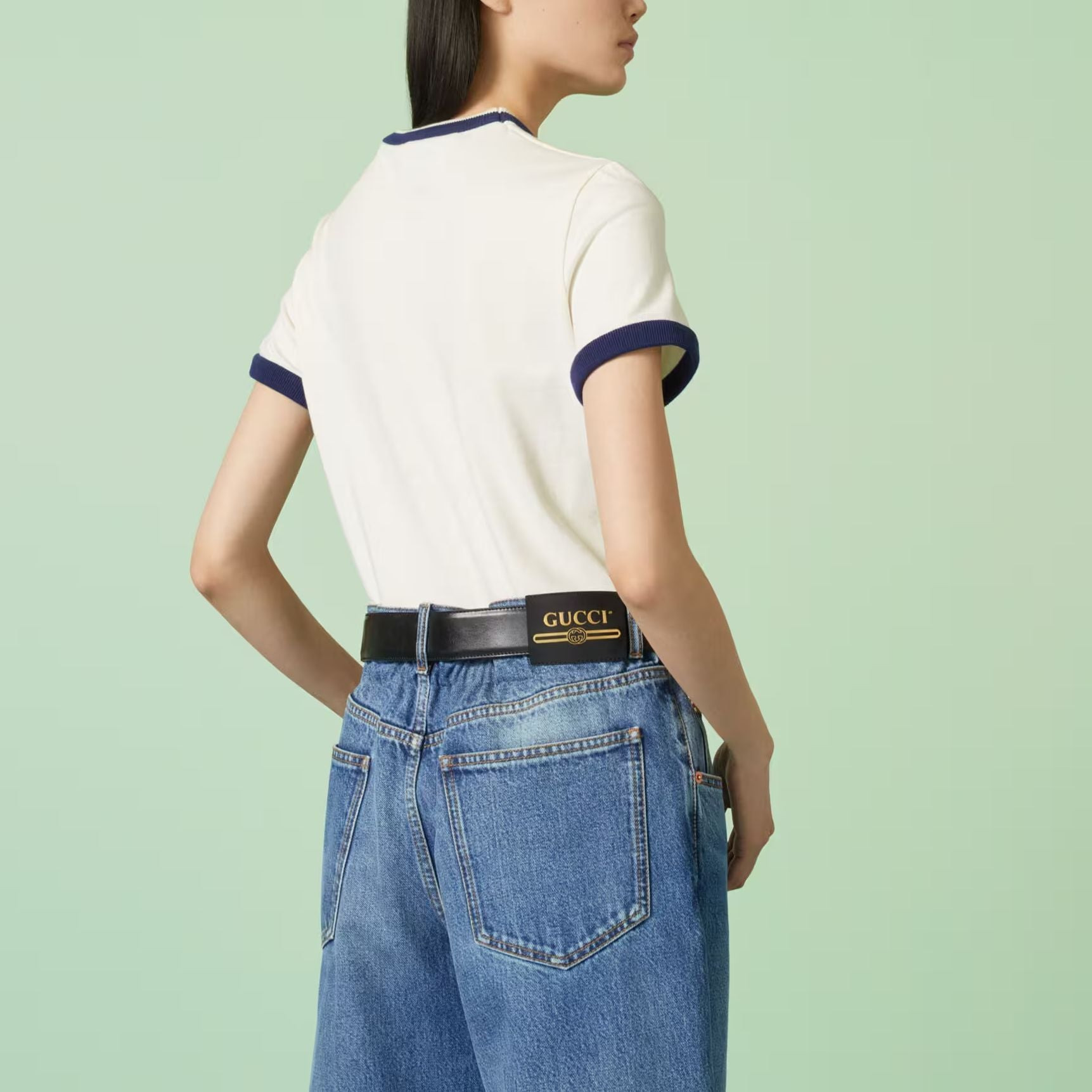 (WMNS) Gucci Cotton jersey T-shirt with Gucci embroidery 'Off White' 756596-XJFV8-9088 - 4