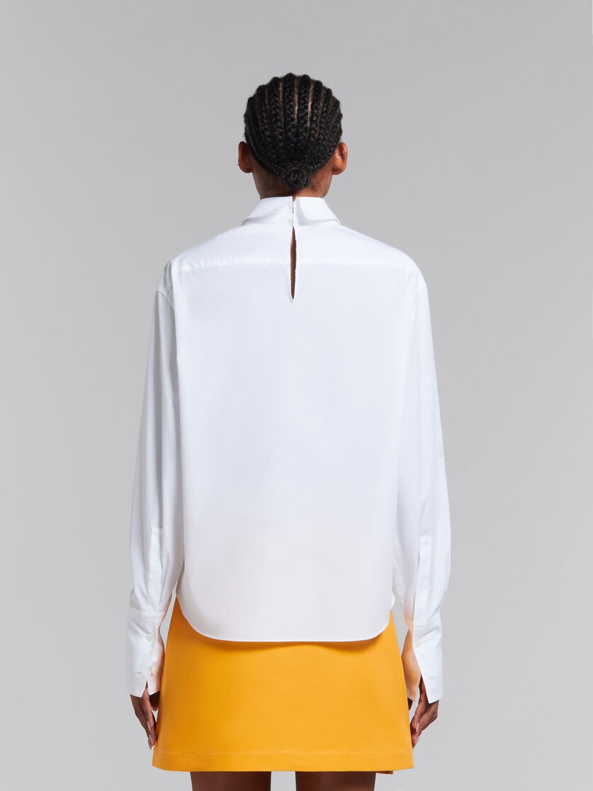 WHITE ORGANIC POPLIN SHIRT WITH RUFFLES - 3