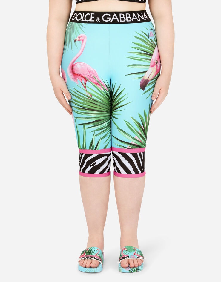 Flamingo-print cycling shorts with branded elastic - 6