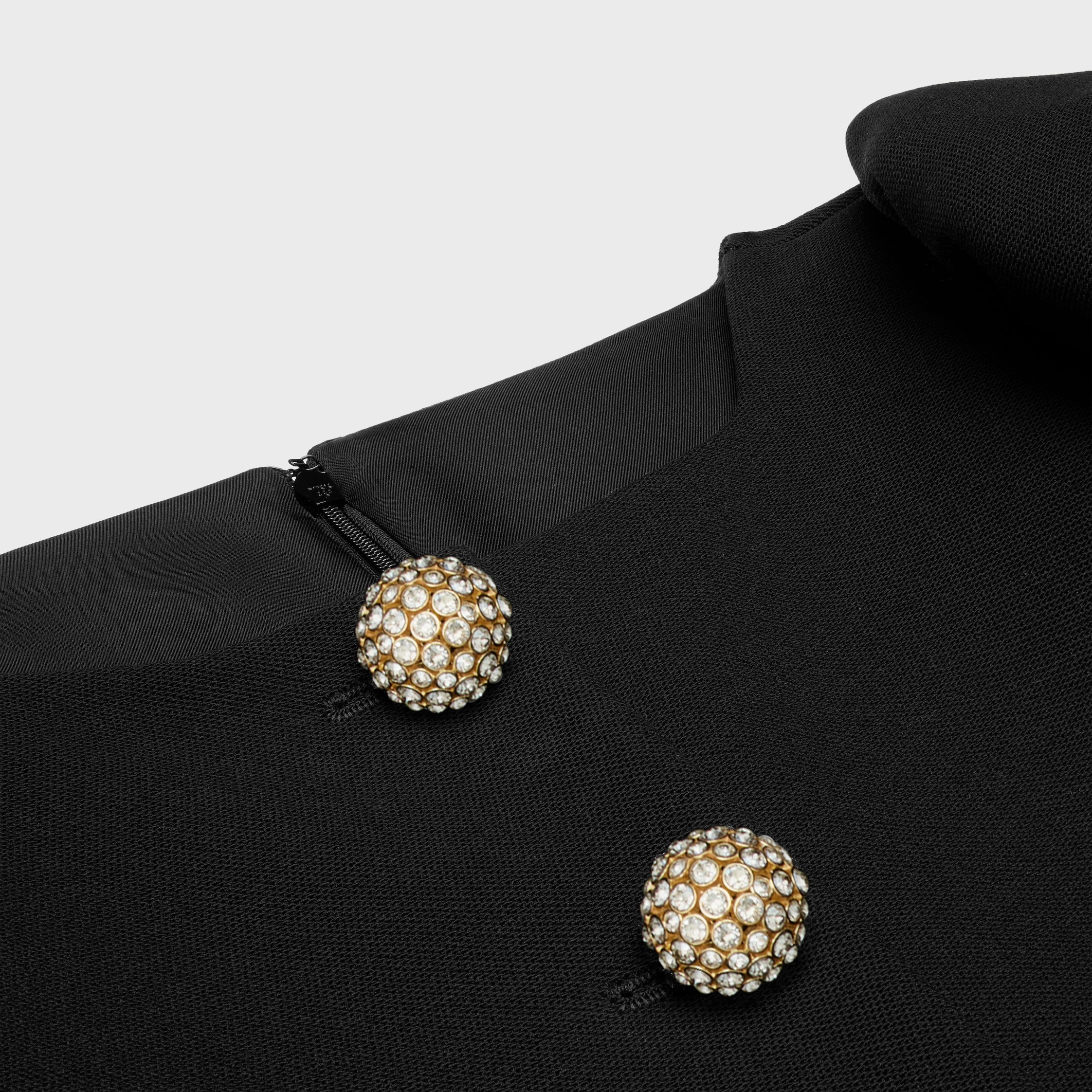 mini dress with jeweled buttons in wool piqué - 3