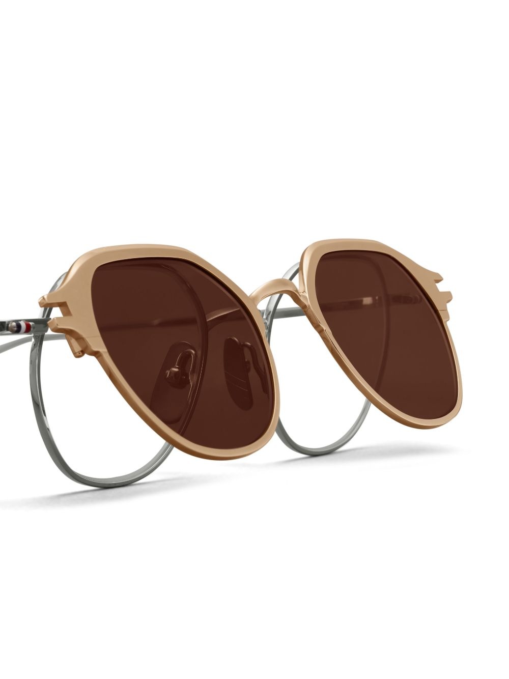 round-frame clip-on sunglasses - 3