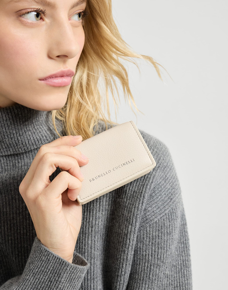 Grained leather trifold wallet 4