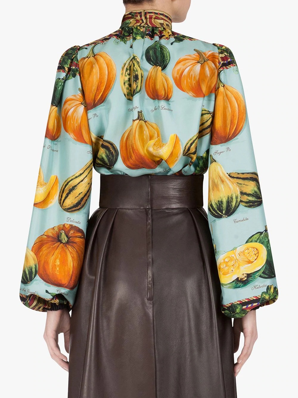 pumpkin-print twill blouse - 4