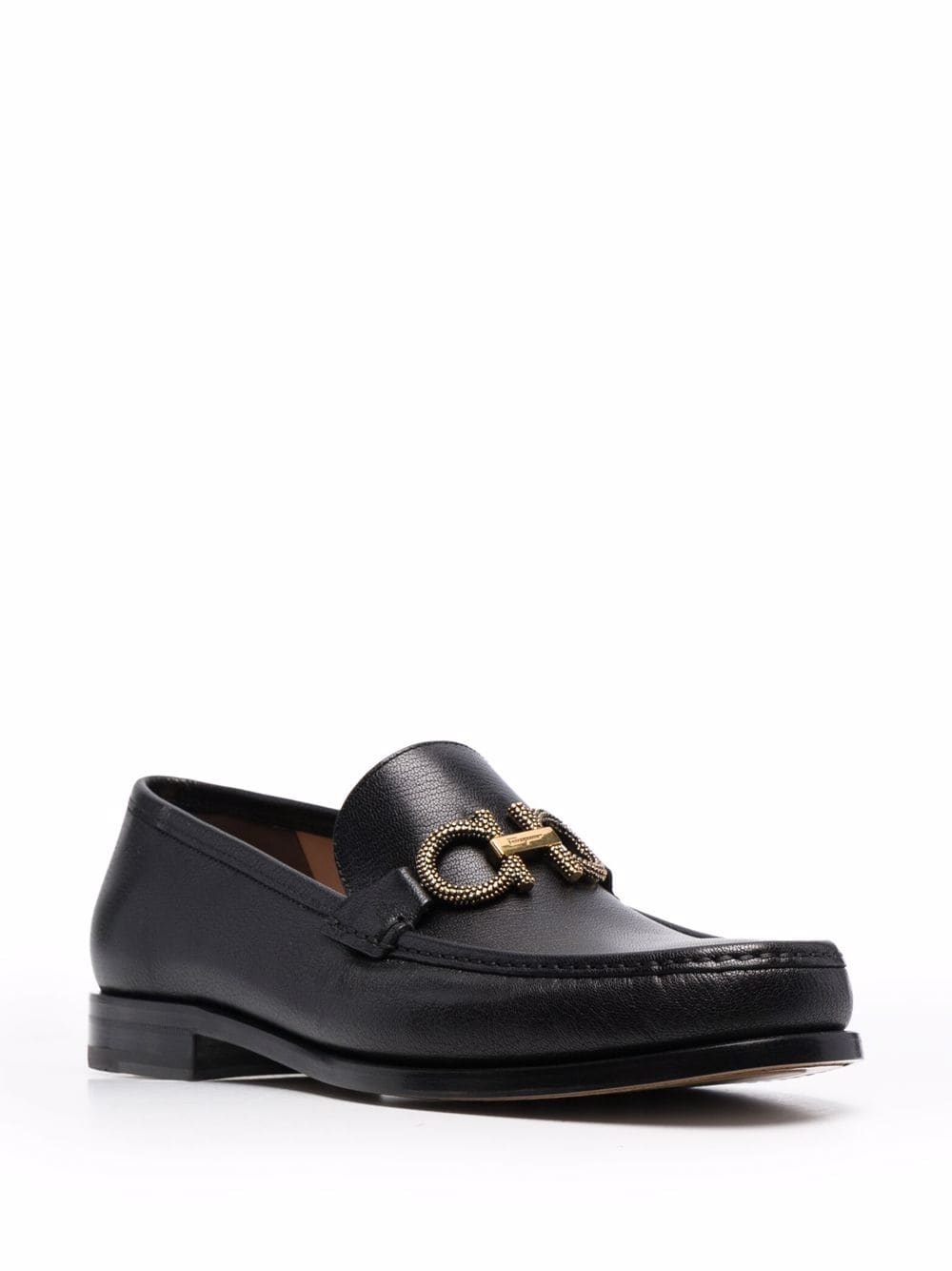 Gancini spike-detail logo strap loafers - 2