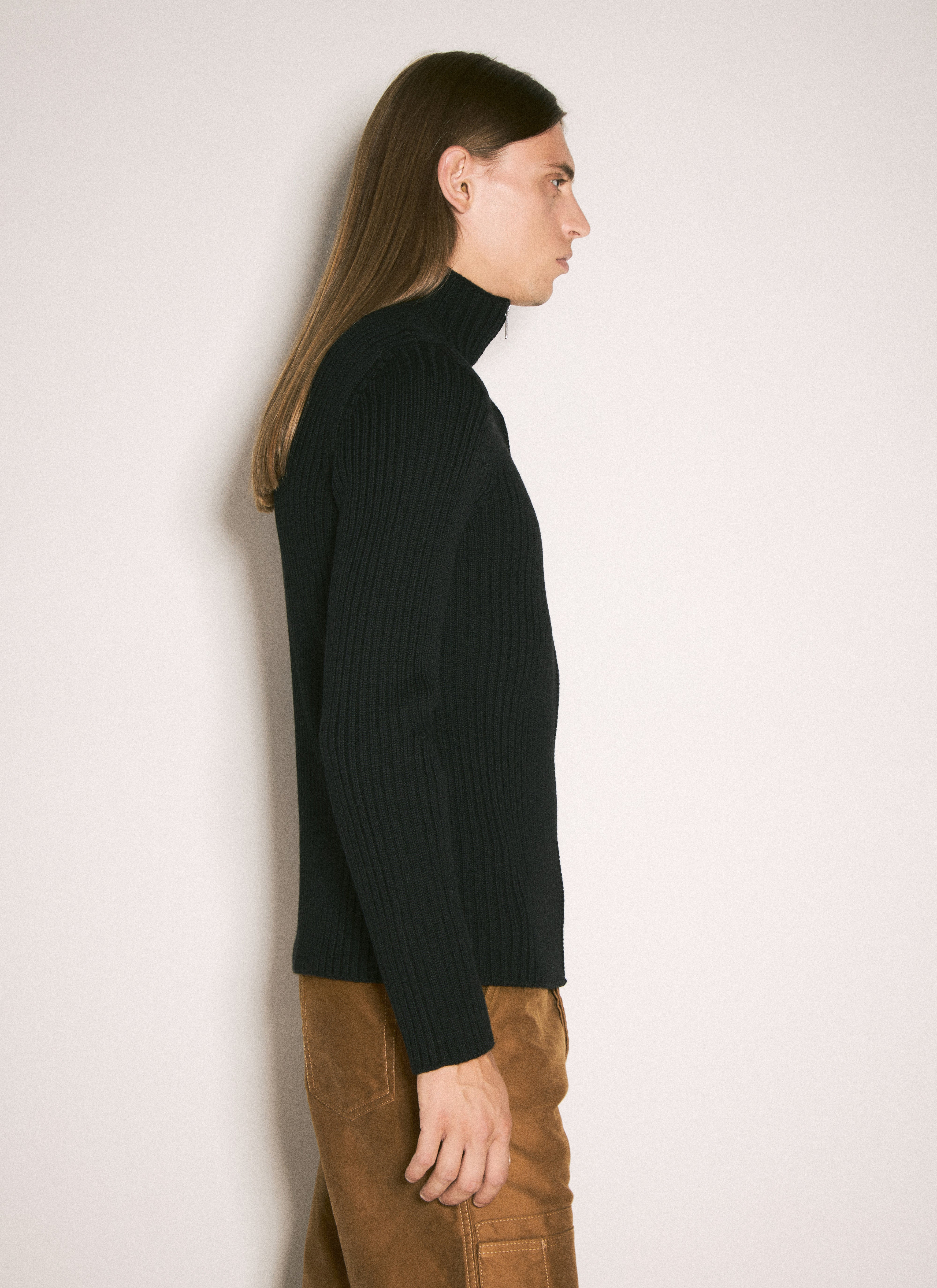 Prada Men Ribbed Wool Zip-Up Cardigan - 4