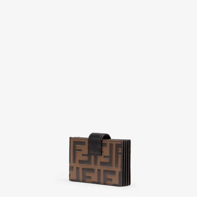 FENDI Black leather gusseted card holder outlook