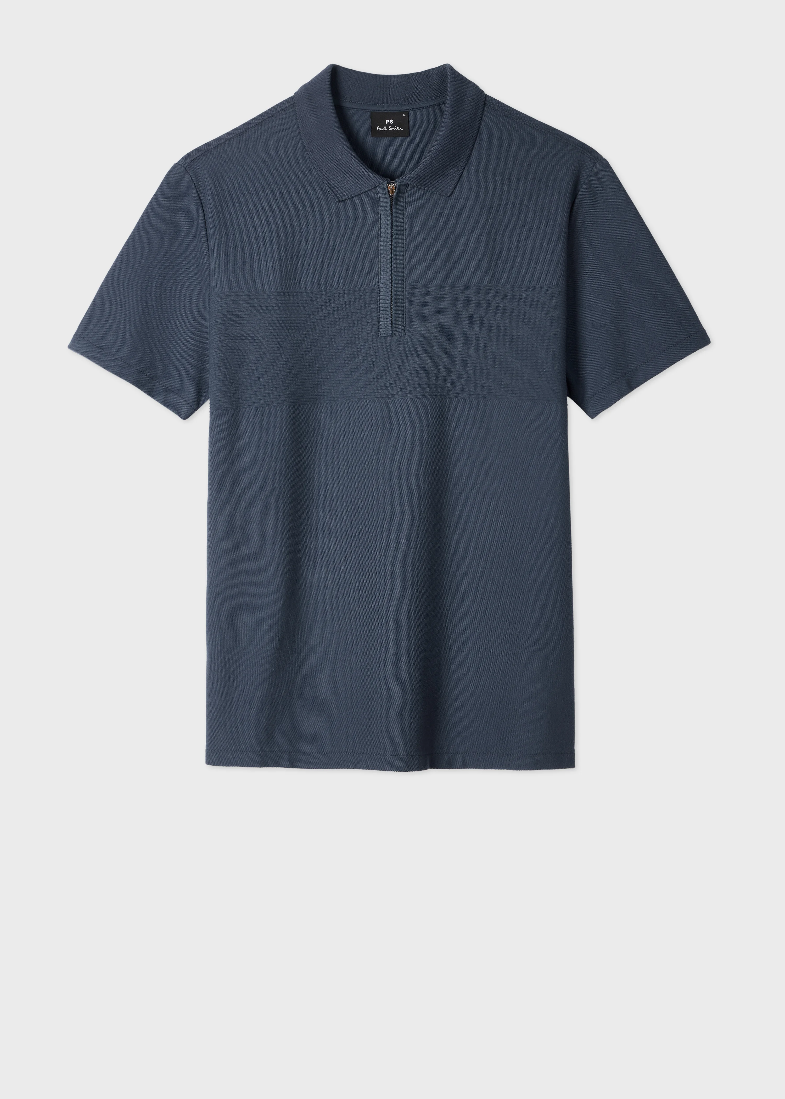 Washed Navy Textured Stripe Polo Shirt - 1