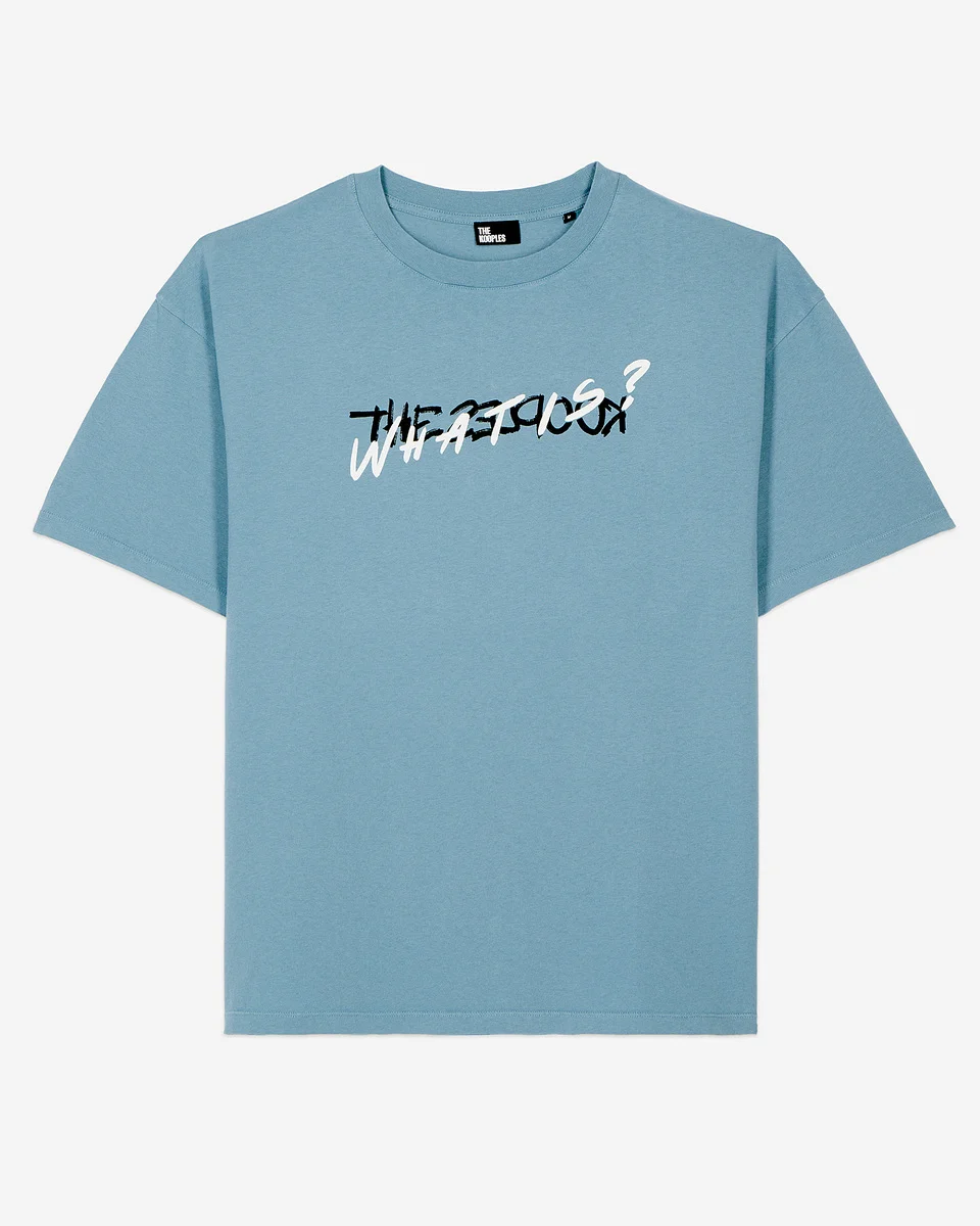 LIGHT BLUE WHAT IS HANDWRITTEN SERIGRAPHY T-SHIRT - 1