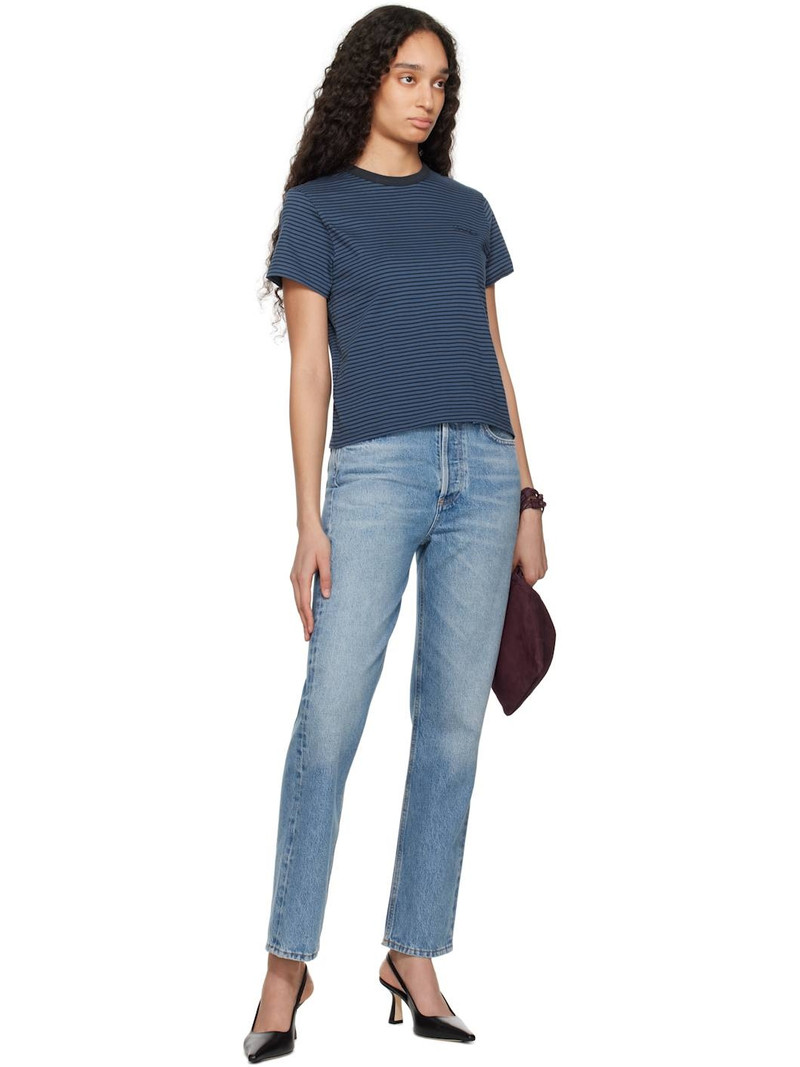 Dunst Blue & Navy Essential Stripe Logo T-shirt outlook