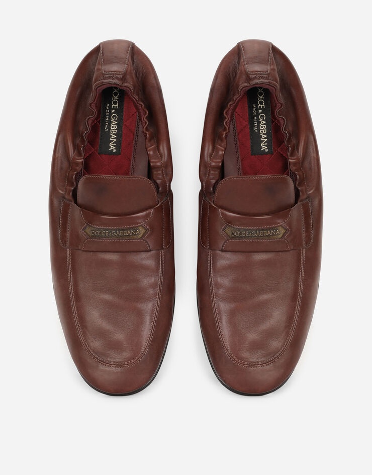 Calfskin loafers with branded tag - 4