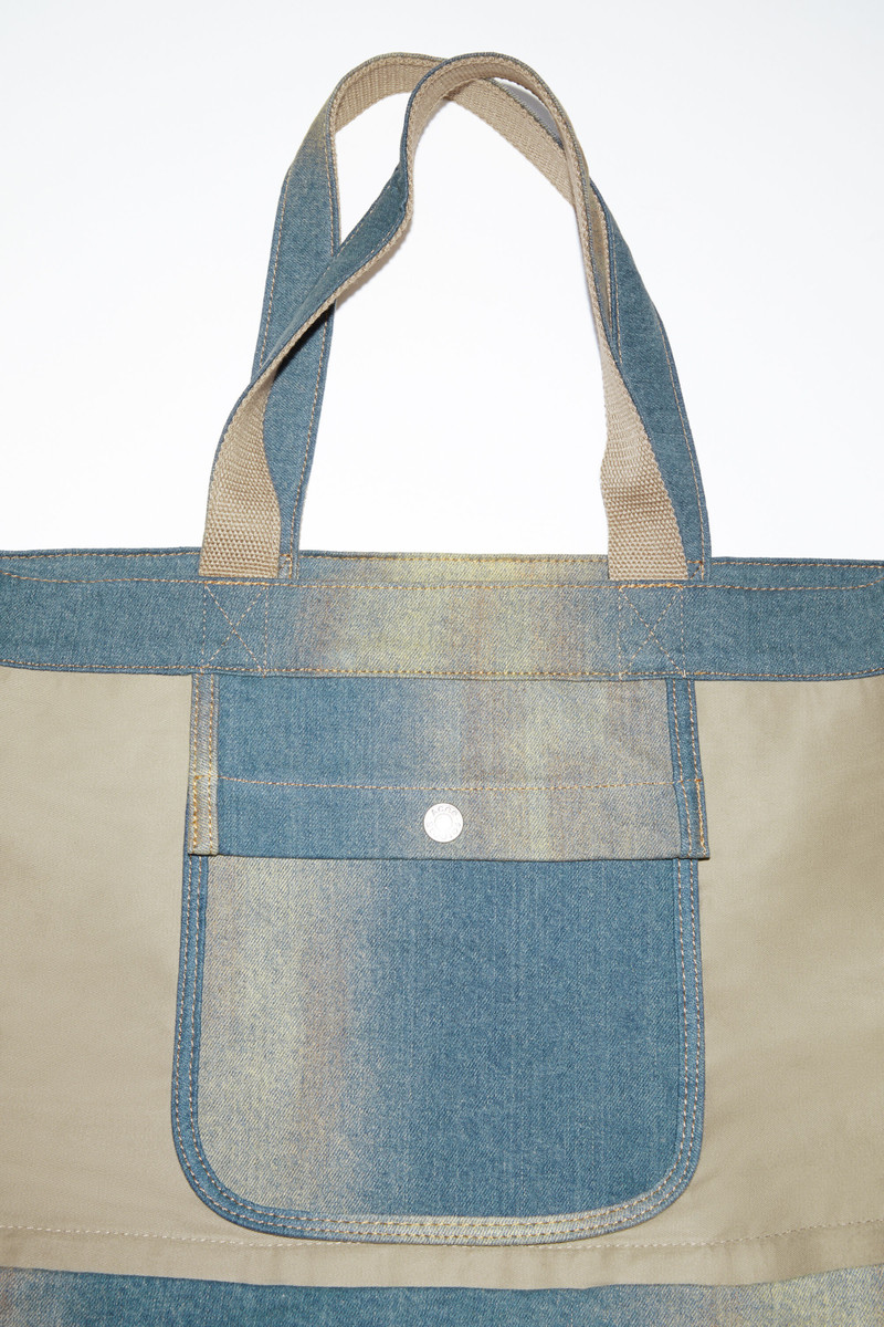 Denim tote bag - Light blue/beige 7
